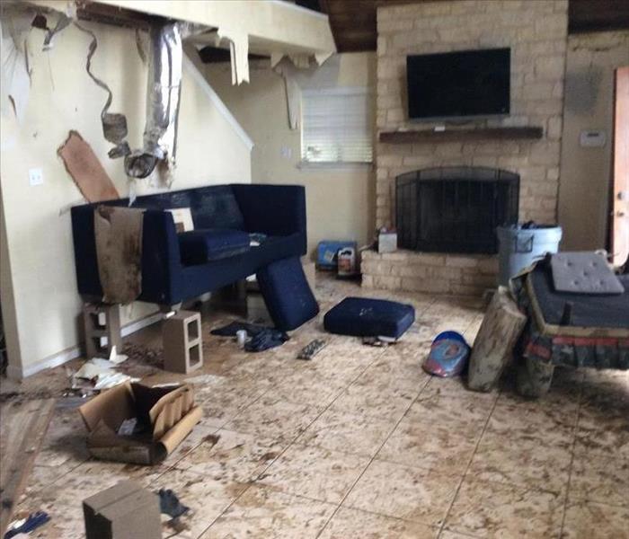 fire damage to a family room