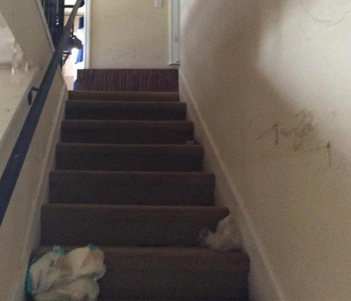 dirty diapers on staircase